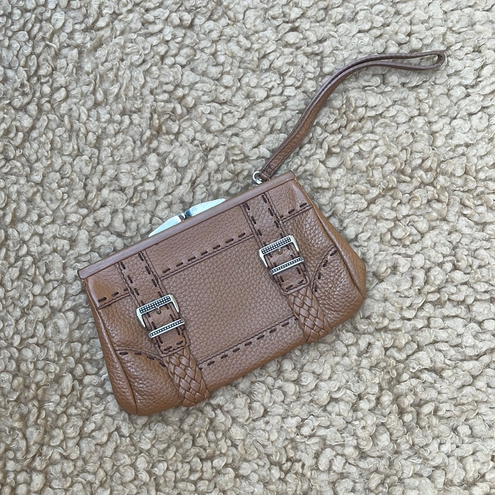 Brighton Wristlet, Brown Leather